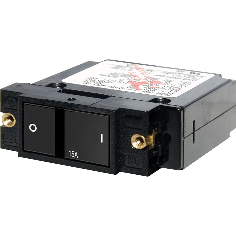 Blue Sea 7403 Single Pole Small Case 2'' Flat Rocker Circuit Breaker  -  15 Amp,WBAUVA001341927