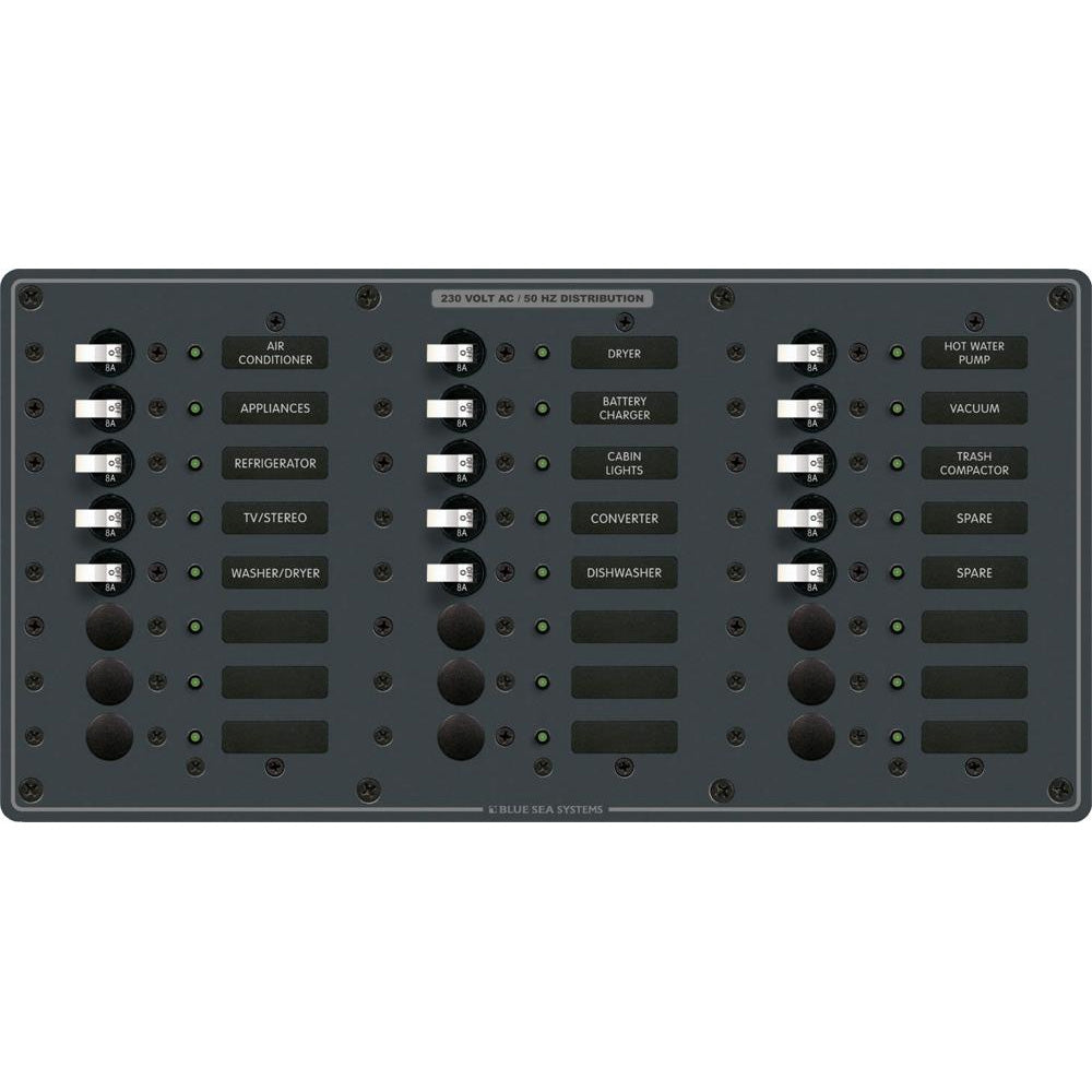 Blue Sea 8165 Av 24 Position 230V (European) Breaker Panel - White Switches,WBAUVA001341949