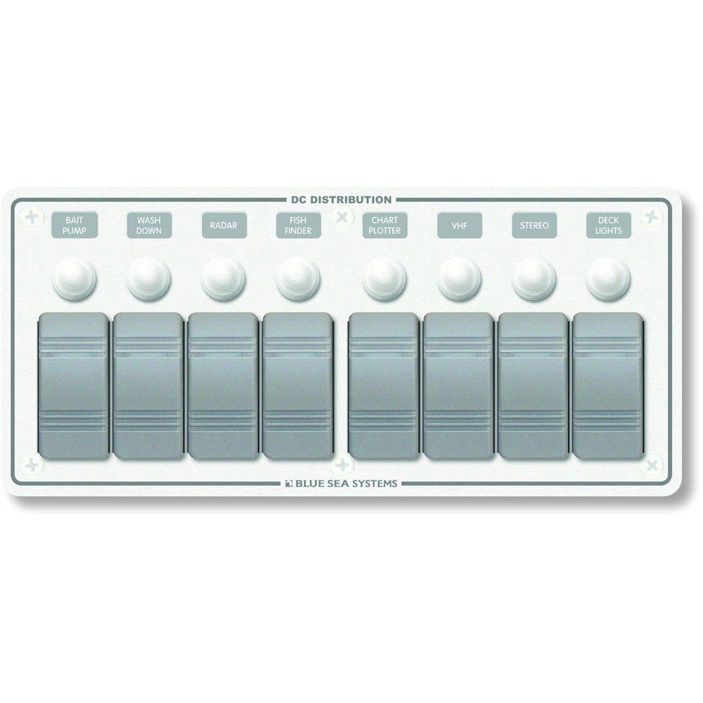 Blue Sea 8271 Water Resistant Panel - 8 Position - White - Horizontal Mount,WBAUVA001341979