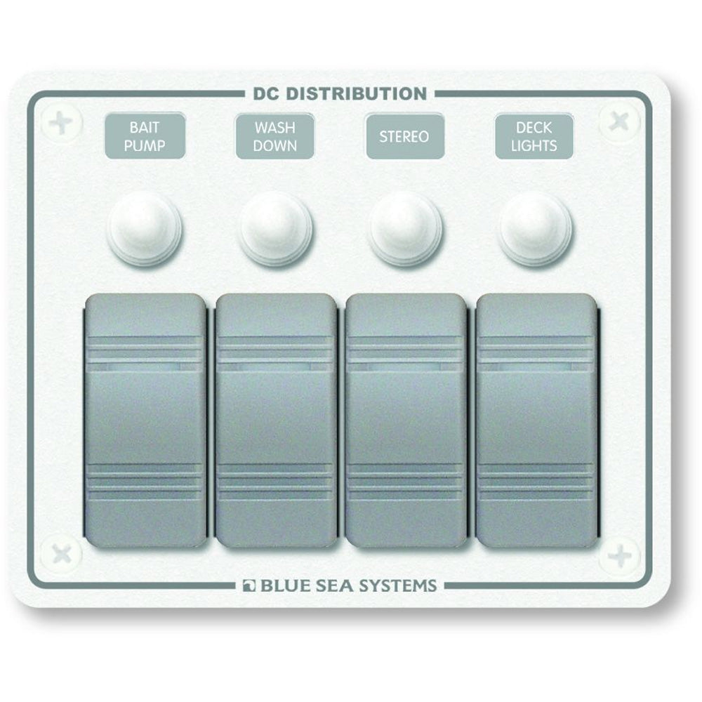 Blue Sea 8272 Water Resistant Panel - 4 Position - White - Horizontal Mount,WBAUVA001341980