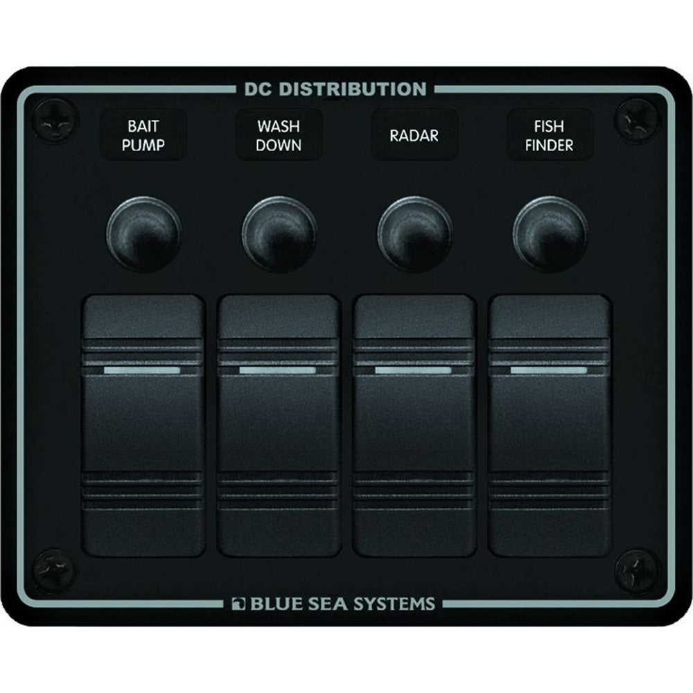 Blue Sea 8372 Water Resistant 4 Position - Black - Horizontal Mount Panel,WBAUVA001342000
