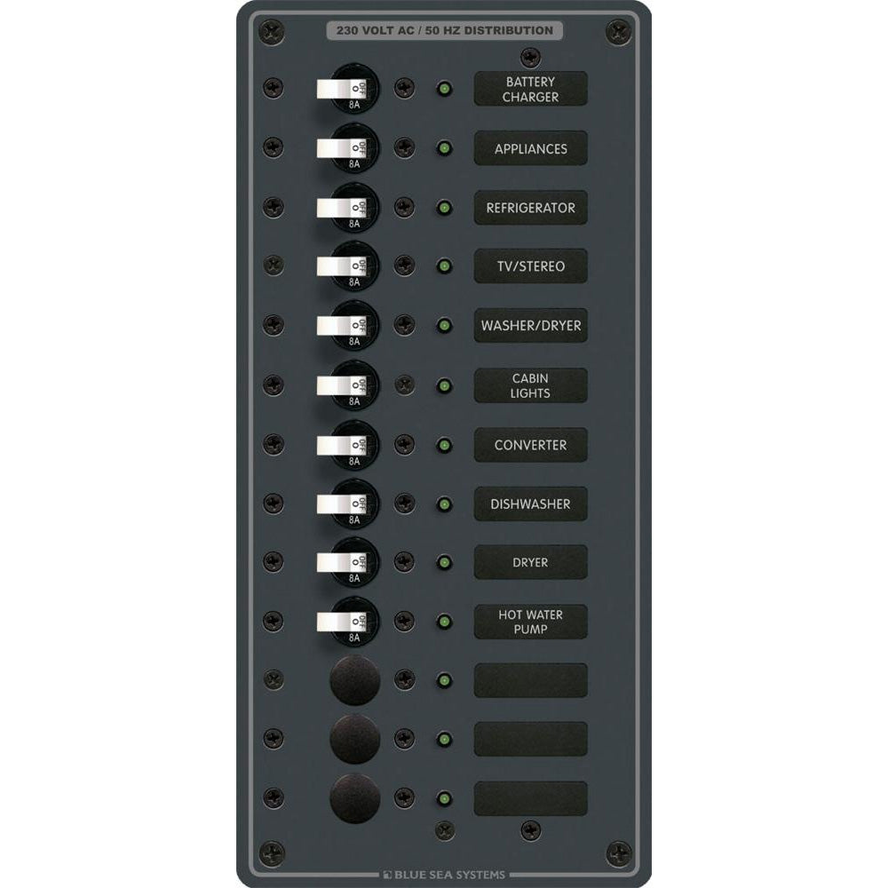 Blue Sea 8580 Ac 13 Position 230V (European) Breaker Panel (White Switches),WBAUVA001342023