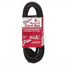 Milwaukee 48 76 4008 Quik Lok 8 Foot 3 Wire Grounded Cord