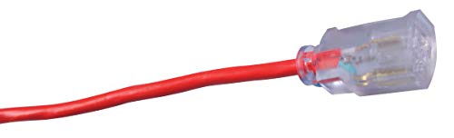 Southwire 2487Sw8804 25Ft Sjtw 14/3 Outdoor Ext Cord W/Lighted End (Red), 25 Ft