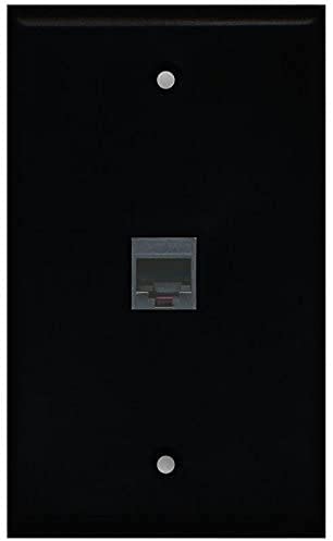 Riteav Rj11/12 Phone Black Wall Plate 1 Gang Flat Black