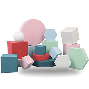 Yiemoge 8Pcs Geometric Cube Photo Props Set, Hard Foam Photography Background Props For Goods, Crafts, Lipstick, Jewelry, Cosmetics, Makeup Tools, Food (Pink)