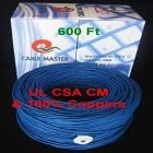 Utp Cat6 Bulk (Cmr) Cable, 600Ft, Blue, Solid Bare Copper Bulk Ethernet Cable, 550Mhz, Etl Listed, 24 Awg 4 Pair, Bulk Cable