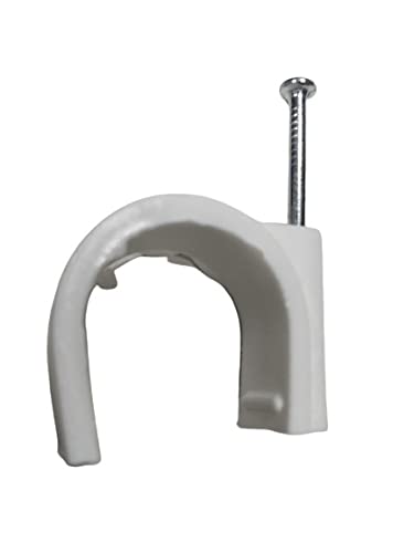 Tmc Cable Clips Wire Fastner Circle With Metal Nail 25Mm (White, Pack Of 100)