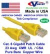 Made In Usa, Vaster Sku  81979 5 Ft (20 Pcs/Pack) Cat6 Patch Cable Yellow (''Not Cca Wire'' 100% Copper (Ul Csa Cmr Etl) 23Awg S