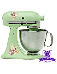 Vintage Tropical Flowers And Palm Fronds Kitchen Stand Mixer Appliance Decal Front/Back Vinyl Decal Set   Full Color