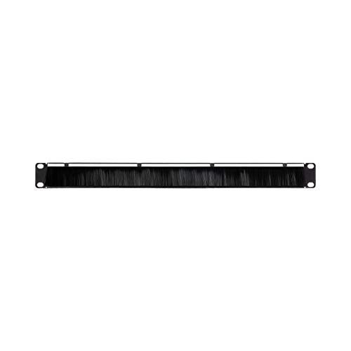 Navepoint 1U Rack Mount Cable Management Panel With Tidy Brush Slot For Cable Entry For 19 Inch Rack Or Cabinet Black