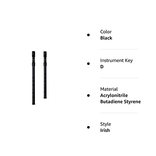 Smartwoodi Wi 921 Wi 922 Set Of 2 Irish Whistle Matte Black Key Of C & Key Of D Tin Whistle Penny Whistle Abs
