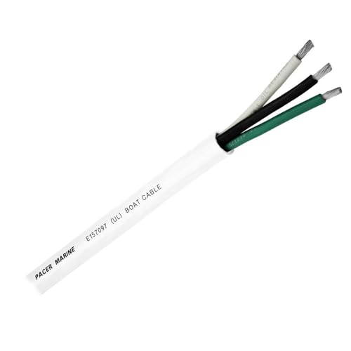 Pacer Round 3 Conductor Cable - 100&#39; - 16/3 Awg - Black, Green &Amp; White,WBHDWB0CVZ2KNDH