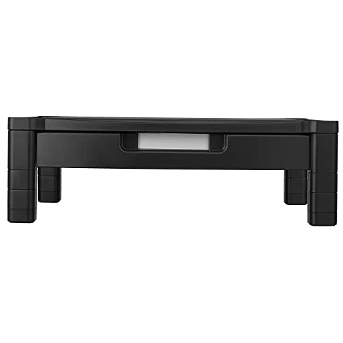 Kantek Extra Wide Height Adjustable Computer Monitor Stand Organizer For Large Widescreen Monitors, Removable Organizing Drawer,