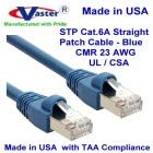 Made In Usa   60 Ft Shielded Cat6A Stp 10G High Performance Snagless Utp Ethernet Patch Cable (Blue)   Ul Csa Cmr And 100% Copper. 23Awg, 50U' Gold Plating