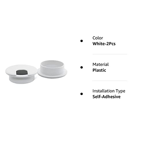2Pcs 2 Inch Desk Wire Cord Cable Grommets Hole Cover For Office Pc Desk Cable Cord Organizer Plastic Cover (White 2Pcs)