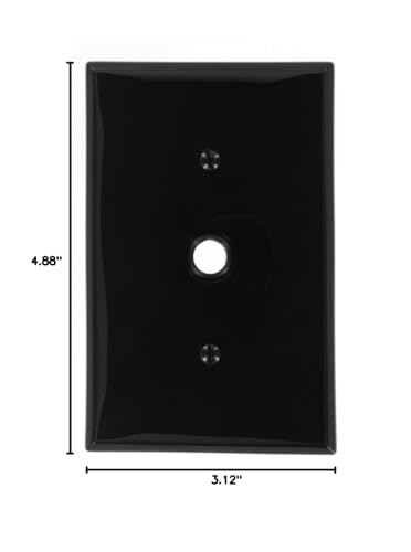 Leviton Pj11 E 1 Gang .406 Inch Hole Telephone/Cable Wallplate, Midway Size, Ebony , Black