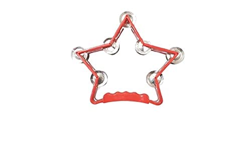 Star Shape With 28 Jingles Tambourine Percussion Handbell Ring Tambourine multicolour