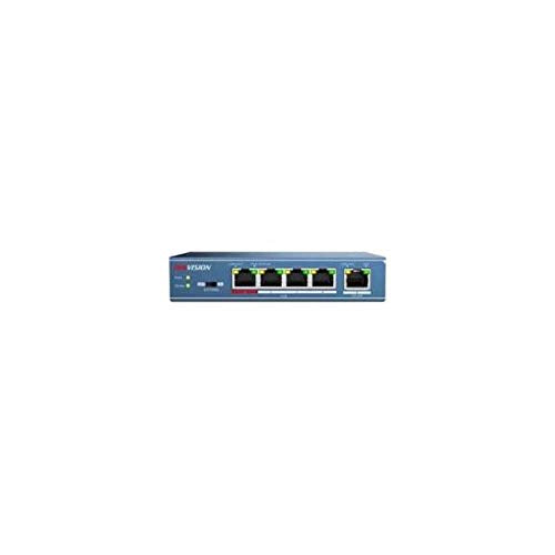Hikvision USA DS-3E0105P-E Hikvision, L2, Unmanaged, 4 100M Poe Port, 1 100M Uplink Port, 802.3Af/at, Poe Power Budget 58W