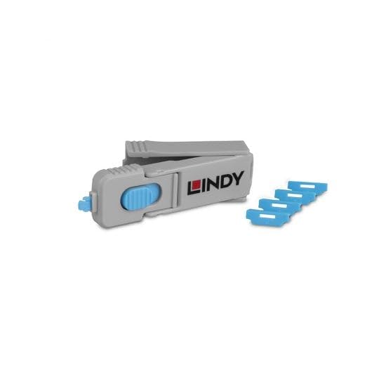 Lindy UK HDMI Port Blocker Key with 4 Blockers, Blue