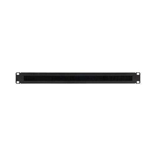 Navepoint 1U Rack Mount Cable Management Panel With Tidy Brush Slot For Cable Entry For 19 Inch Rack Or Cabinet Black