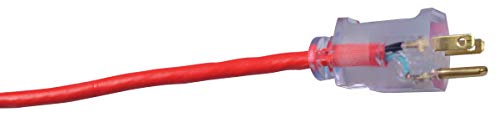 Southwire 2487Sw8804 25Ft Sjtw 14/3 Outdoor Ext Cord W/Lighted End (Red), 25 Ft