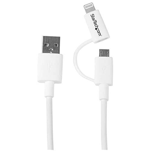 Startech.Com 1M (3Ft) Apple Lightning Or Micro Usb To Usb Cable For Iphone / Ipod / Ipad   White   Apple Mfi Certified (Ltub1Mwh