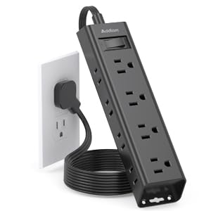 10 Ft Extension Cord   Long Power Strip Surge Protector, Flat Plug, 12 Widely Outlets 3 Sides Outlet Extender, 900J, Wall Mount,