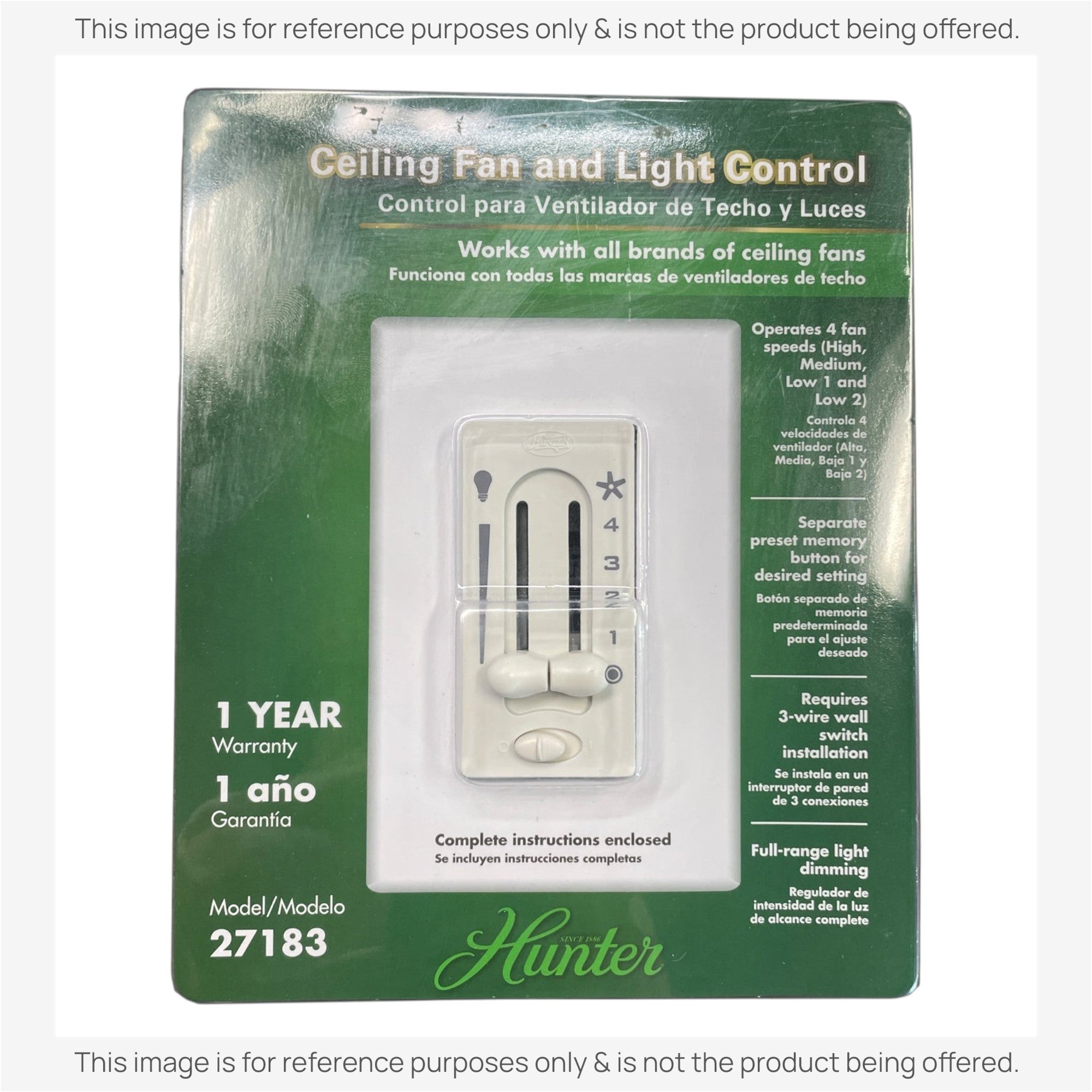 Substitute for Hunter 27183 ceiling fan and light Remote wired wall switch control [UC9051T-WIRED/UC7067FMRX]