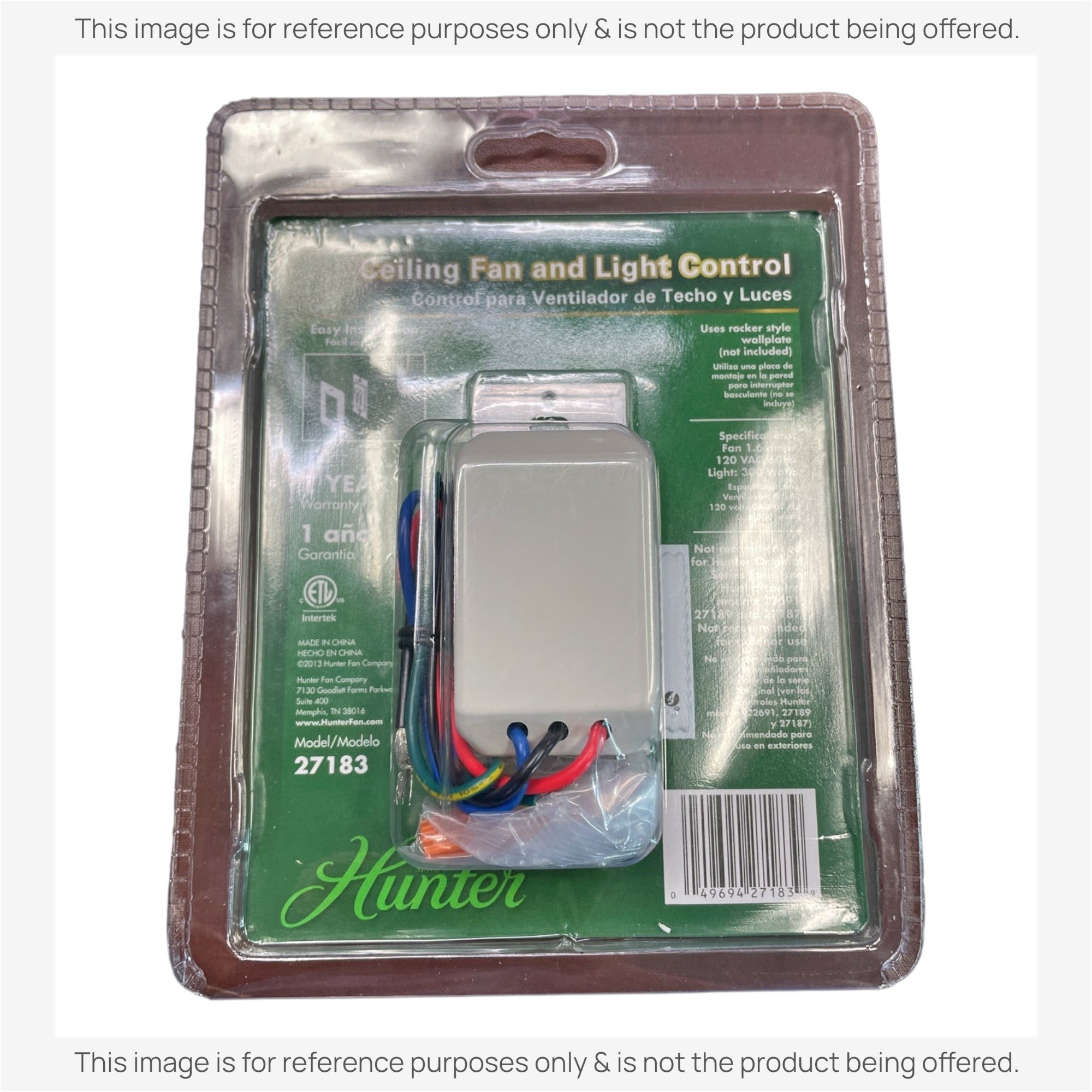 Substitute for Hunter 27183 ceiling fan and light Remote wired wall switch control [UC9051T-WIRED/UC7067FMRX]