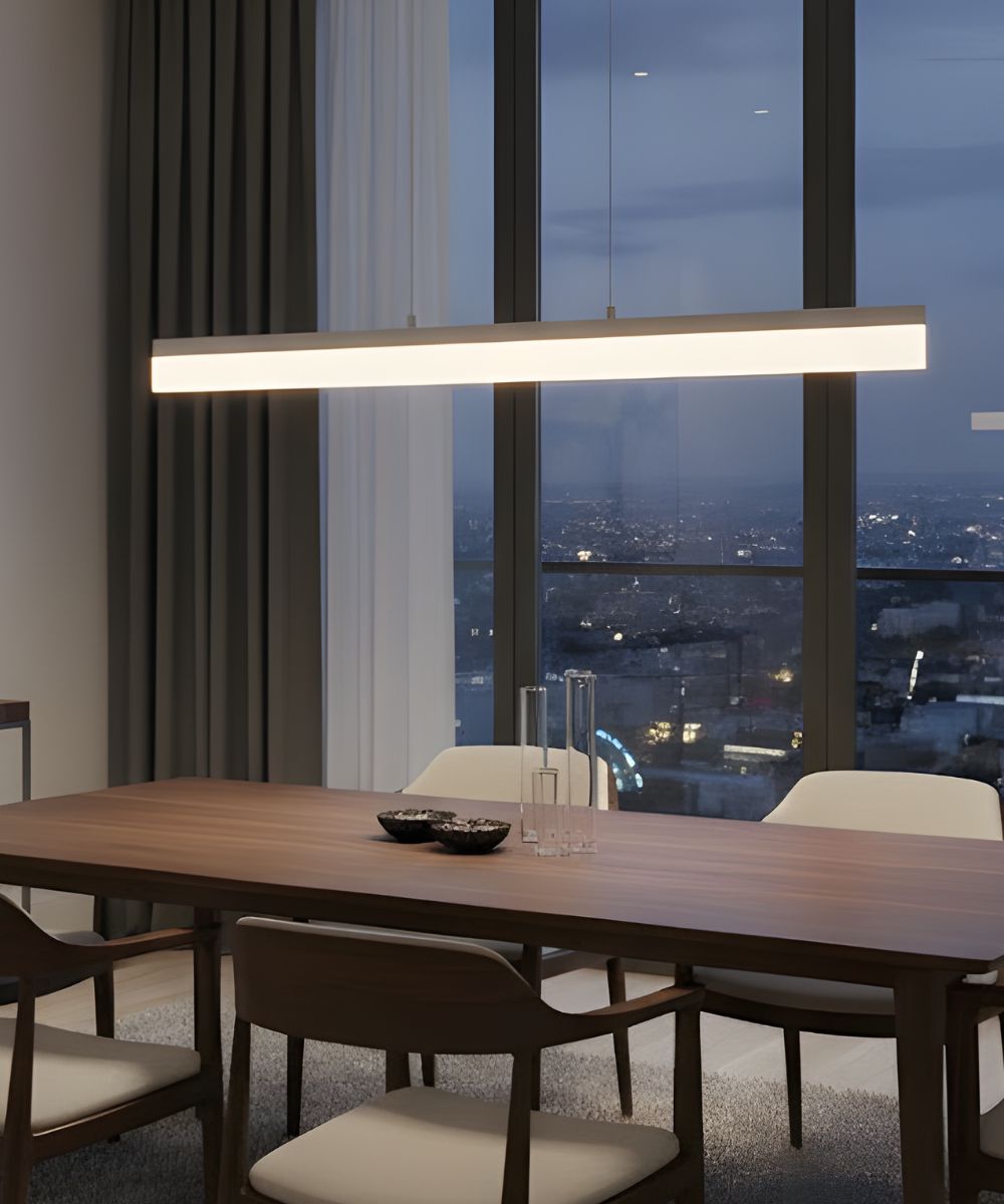 36"W 1-Light Linear Bar Ribbon LED Kitchen Island Light Fixture Brushed Nickel Finish Acrylic Shade