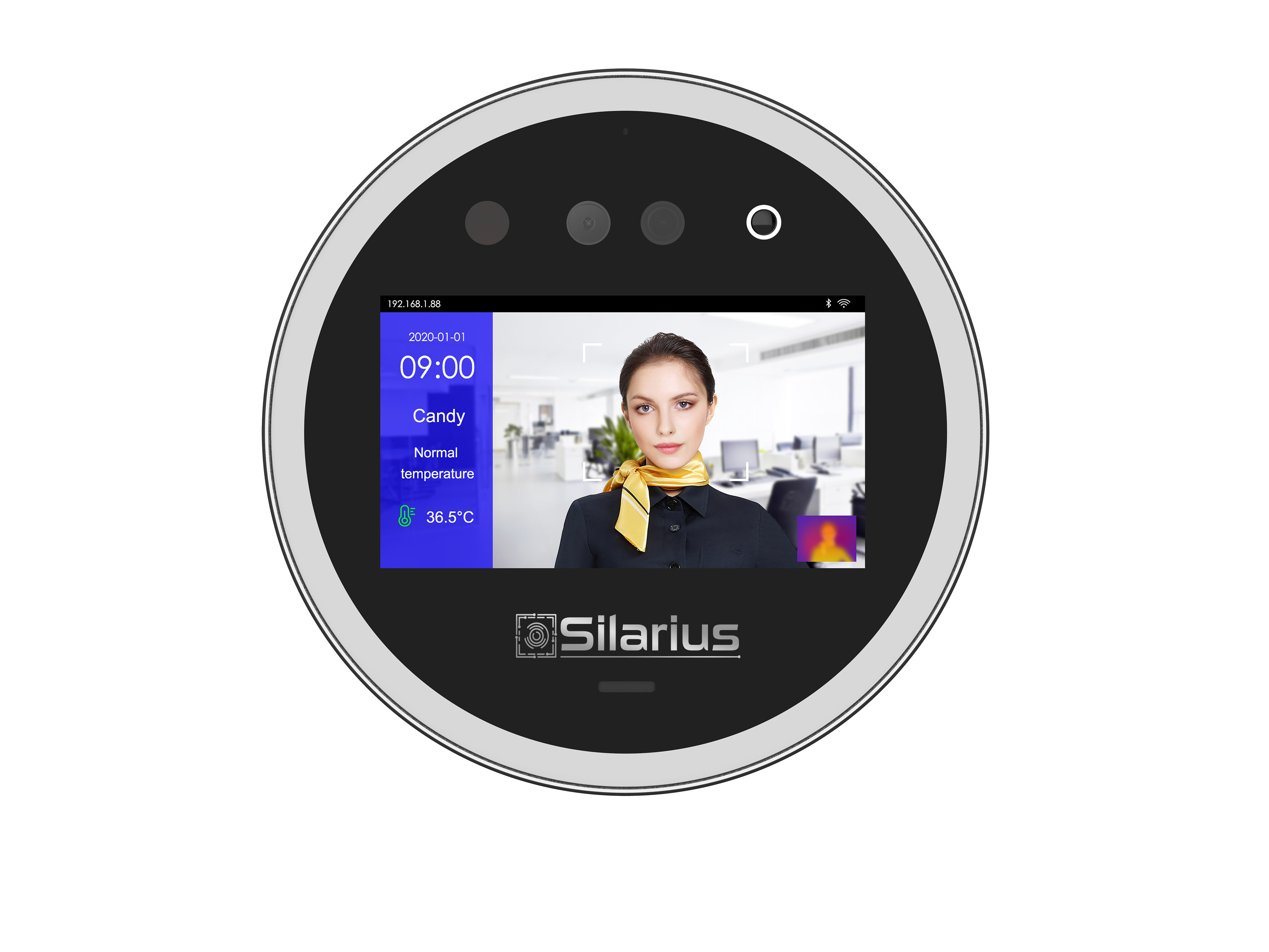 Silarius SIL‐ACCESSTEMP Smart Facial Time Attendance Access Control Terminal with Temperature Measurement , Employee time management Device (NDAA Compliant)