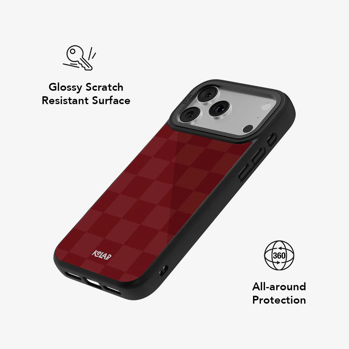 Maroon Check | Bold Checkerboard Pattern Phone Case