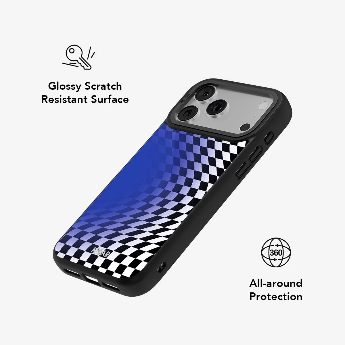 Blue Illusion | Checkered Phone Case with Optical Illusion Artwork