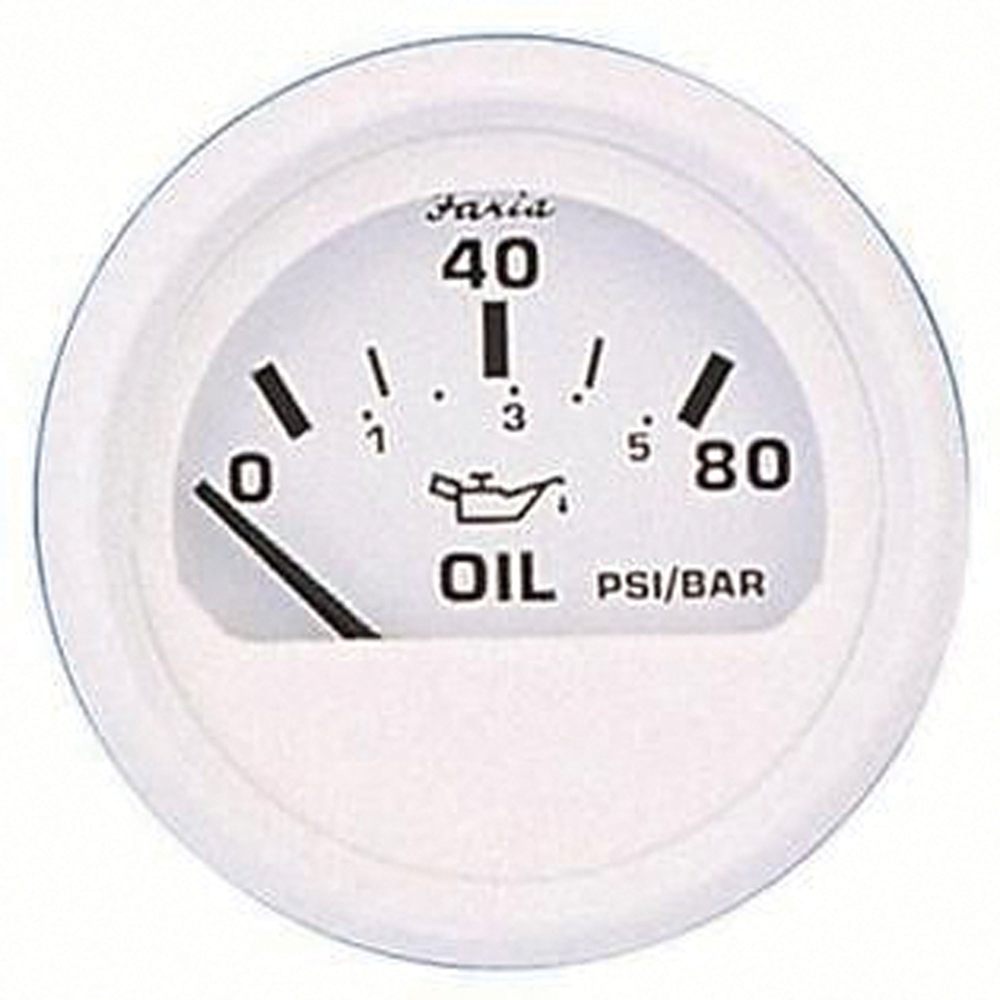 Faria 13102 Oil Pressure Gauge - 80 PSI, Dress White