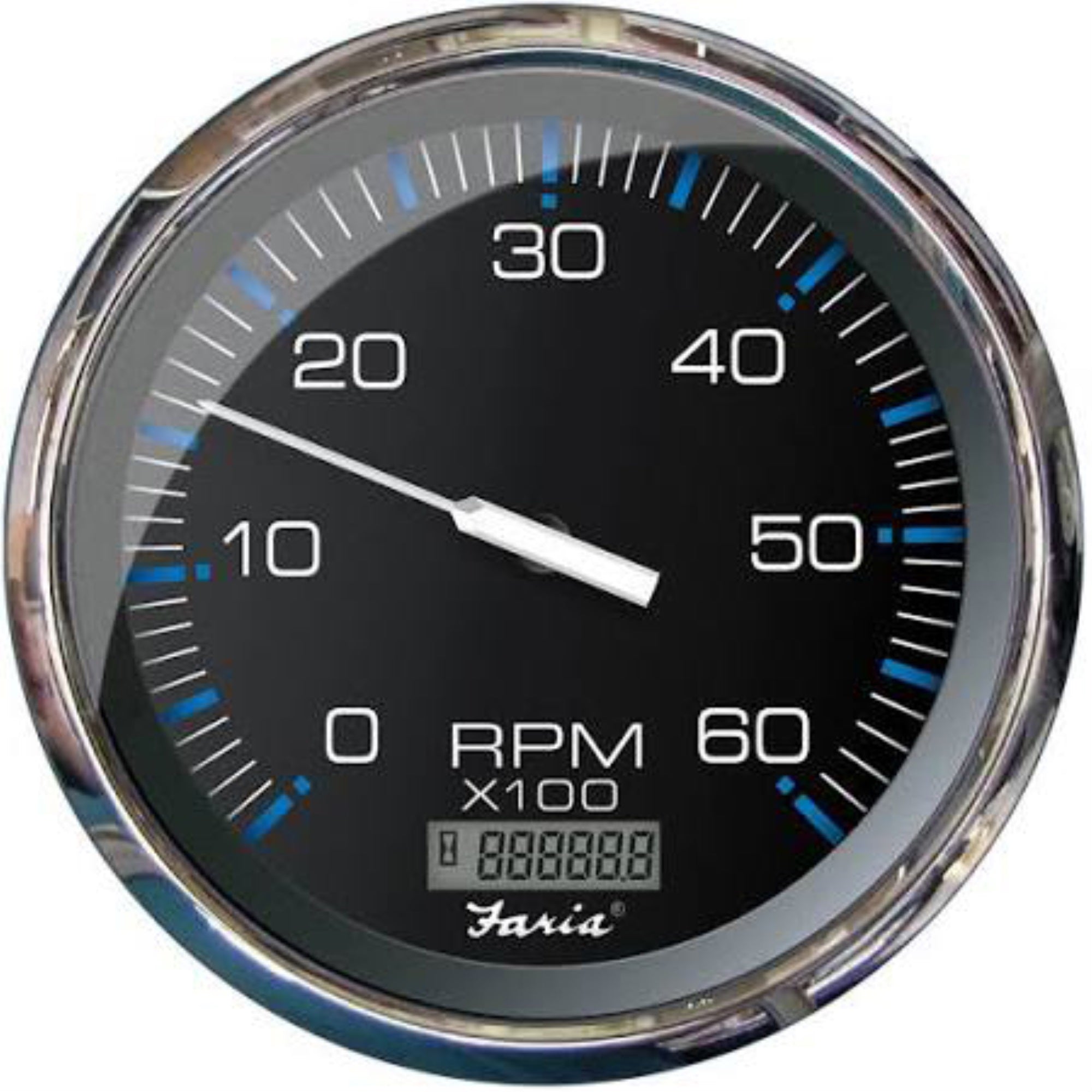 Faria 33763 Chesapeake Black SS Tachometer with Hourmeter - 6000 RPM - 5