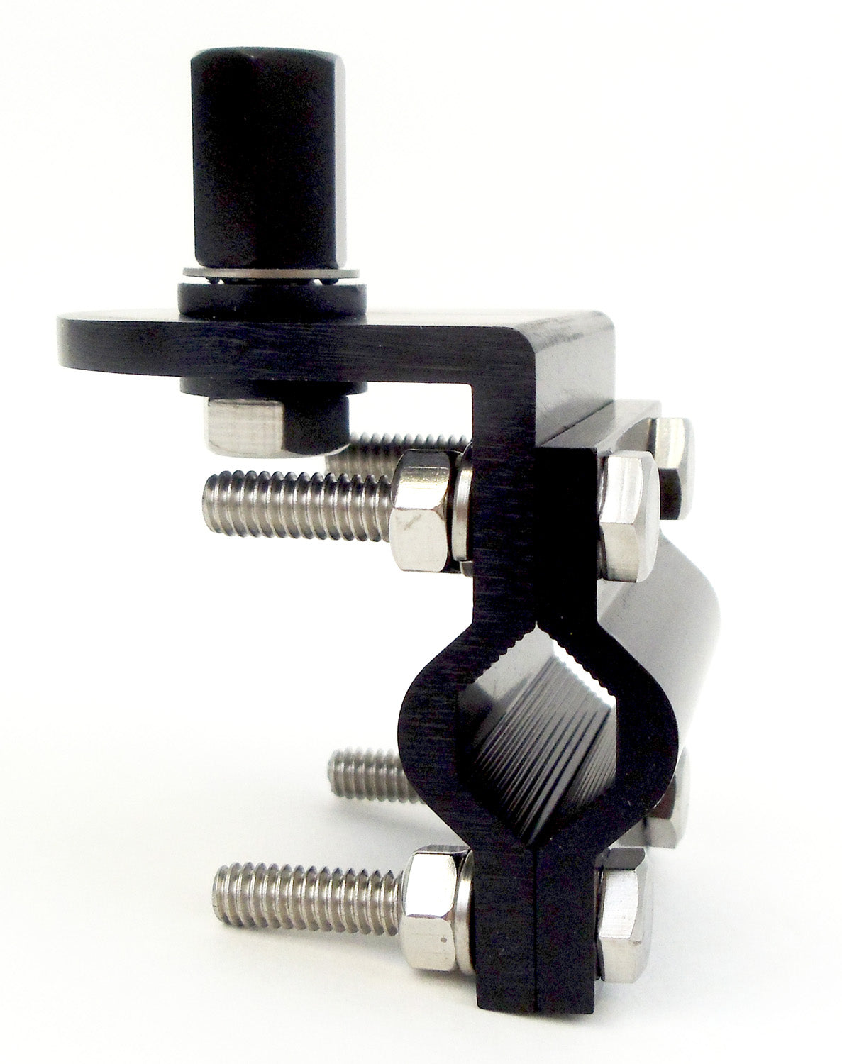 TRACKER  BLACK ANODIZED ALUMINUM HORIZONTAL MIRROR MOUNT WITH BLACK 3/8 inch X 24 inch LUG STUD
