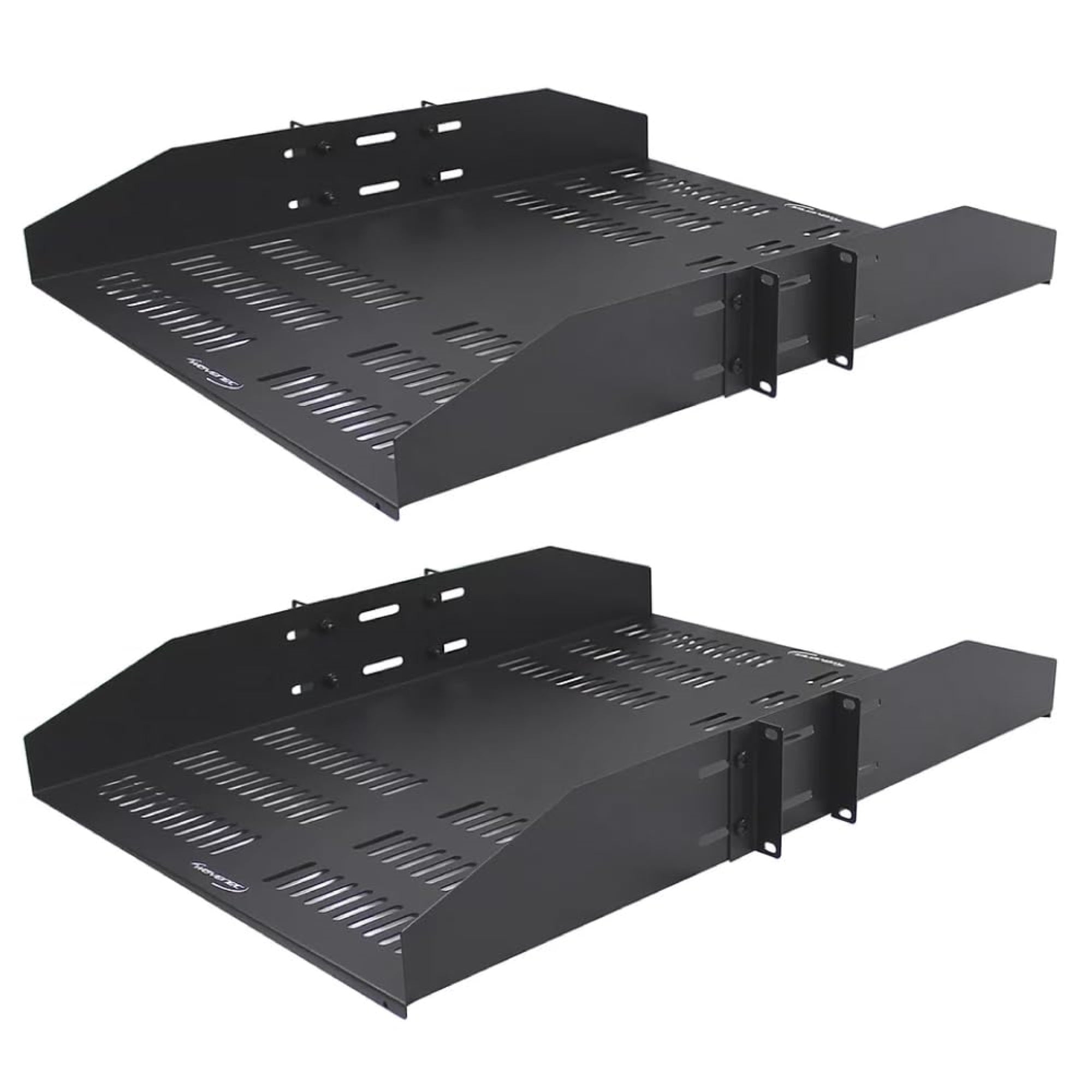 Wavenet  19 inch Wide DoubleSided 2U Vented Cantilever Shelf, Rack Mount, Weight Capacity 50lbs, 25 inch Deep Tray, Heavy Duty Steel, B