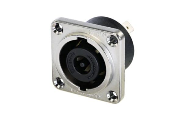 Speakon 8 Pole Male Chassis Connector, Metal Square G Size Housing, Countersunk Thru Holes, 1/4 In Flat Tabs