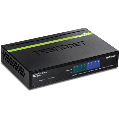 Trendnet 8 Port Gigabit Greennet Poe+ Switch,Tpe Tg44G, 4 X Gigabit Poe/Poe+ Up To 30 Watts/Port, 4 X Gigabit, 61W Power Budget,