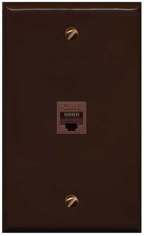 Riteav 1 Gang 1 Port Cat6 Wall Plate   Brown