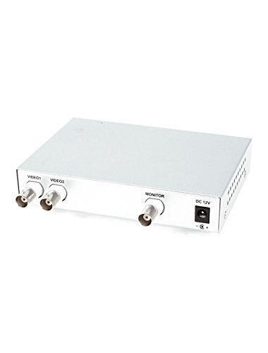 BeElion 2CH Color Video Quad Switcher, CCTV DVR Camera Video Splitter Processor Switch System