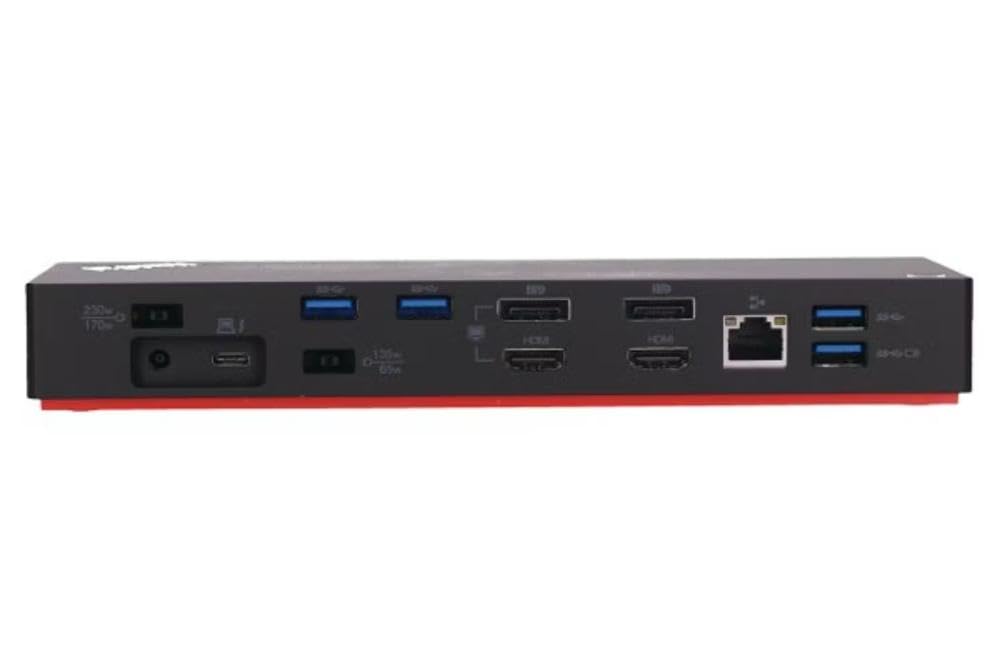 Lenovo Usa Thinkpad Thunderbolt 3 Dock Gen 2 135W (40An0135Us) Dual Uhd 4K Display Capability, 2 Hdmi, 2 Dp, Usb C, Usb 3.1, Bla