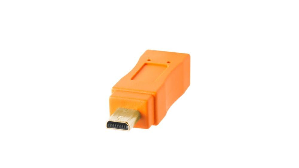 Tether Tools TetherPro USB 2.0 to Mini B 8 Pin Cable | for Fast Transfer Between Camera and Computer | High Visibility Orange | 15 Feet (4.6 m)