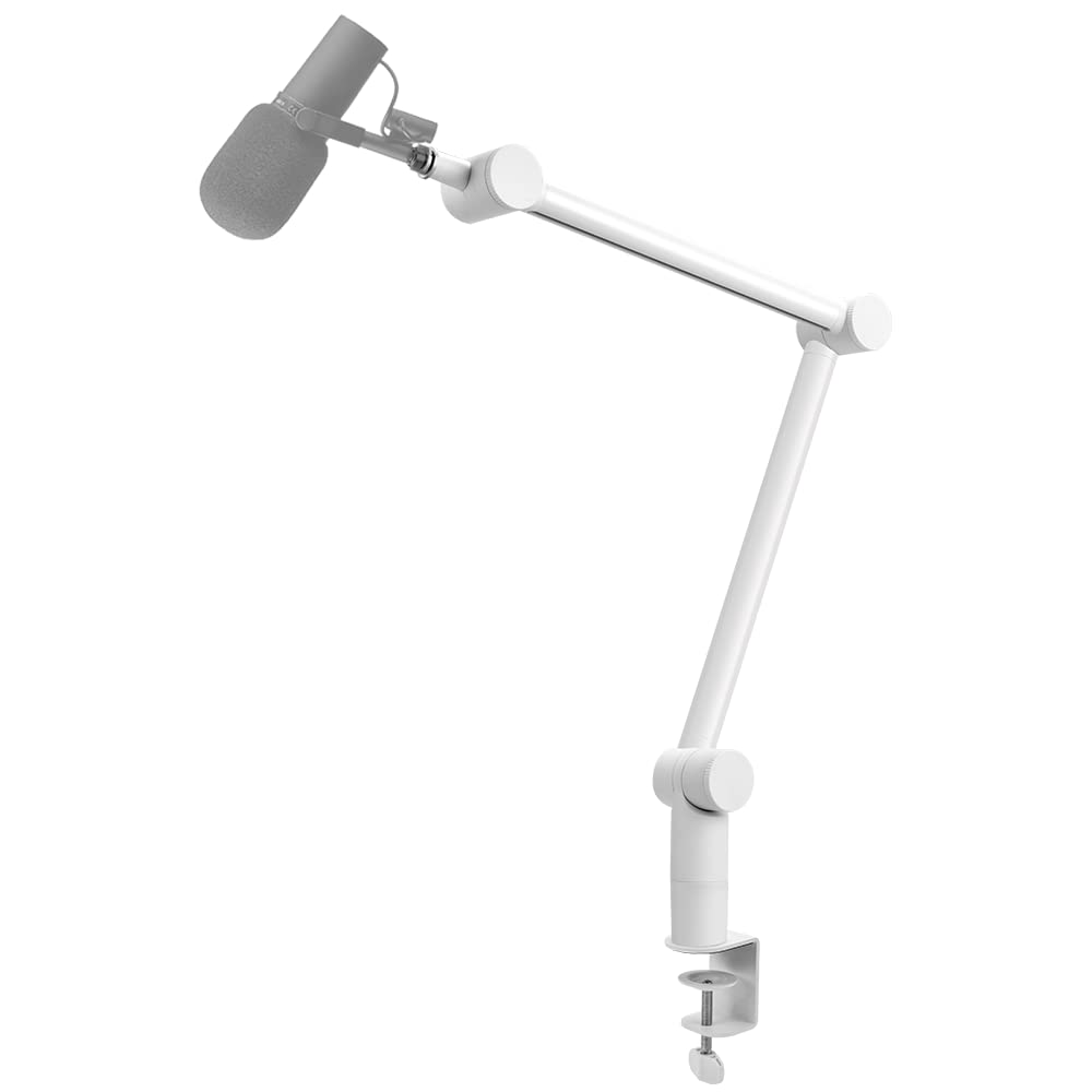 BOMGE Boom Arm Mic Stand - Adjustable Heavy Duty Suspension Boom Scissor Arm Stand with Cable Management Channels, Desk Clamp fo