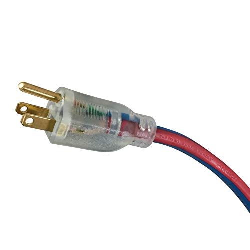 Us Wire 99100 12/3 100 Foot Sjeow Tpe Extreme Weather Extension Cord Blue With Lighted Plug