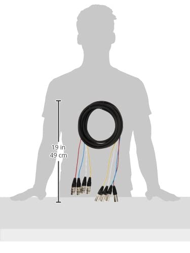 Monoprice 4 Channel Xlr Male To Xlr Female Snake Cable   15 Feet   Black/Silver, Metal Connector Housings, Plastic And Rubber Ca