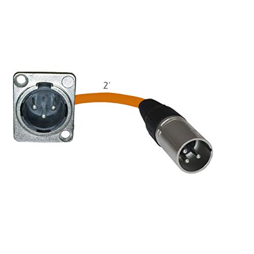 MCSPROAUDIO 2ft Pigtail: XLR Male Panel Mount to XLR Male Plug (Orange)