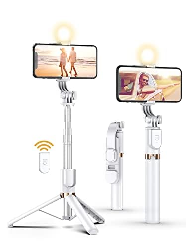 Stable Selfie Stick Tripod With Fill Light, Portable Travel Tripod With Remote, For Iphone 16/15/14/13/12/11/Xs Max/8/7, Samsung