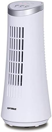 Optimus 12'' Desktop Ultra Slim Oscillating Tower Fan, Led, White